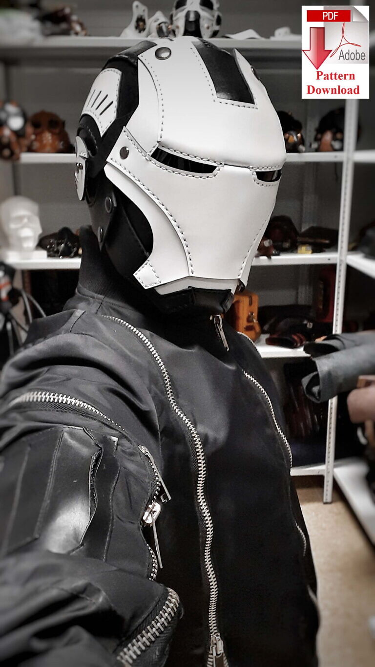 Выкройка маски «Железный Человек»/Pattern PDF leather Iron Man Helmet ...